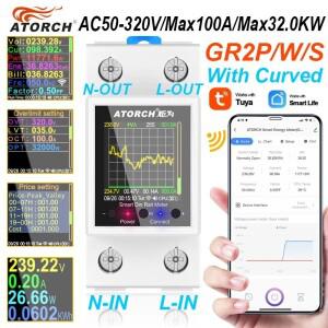 100A Tuya WiFi Din 레일 전력 에너지 측정기 AC50-320V 스마트 전기 디지털 디스플레이 모니터 전압 곡선