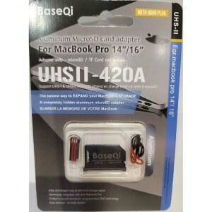 맥북호환 프로 14인치 및 16U201D용 BASEQI UHSII 알루미늄 마이크로SD 어댑터(2021 M1 / 2022 M2 2023 M3 2024 M4)(스페이스 블랙 HDMI 먼지 플러그 포함 어댑터)