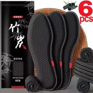 6Pcs 대나무 oles 메쉬 통기성 흡수 땀 신발 패드 남성 러닝 스포츠 삽입 깔창