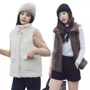 ONM 하이넥 보송카라 털 양털 조끼
