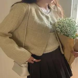 ONM 여성 3컬러 봄 가을 노카라 캐주얼 크롭 트위드 자켓