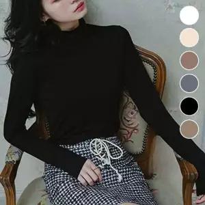 ONM 편한 티셔츠 무지 하프넥 반목 여성