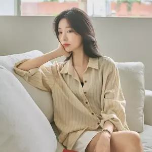 [T쇼페] 저스트원 JUST BETTER 워터리 가벼운 줄지 썸머셔츠