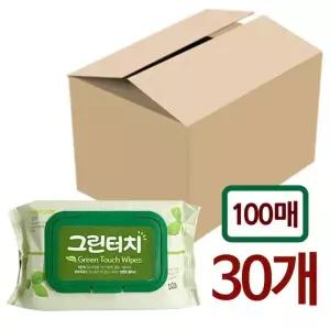 물티슈100매(캡형) 물티슈캡 그린터치 피톤치드 물티슈캡형 x1박스(30개)