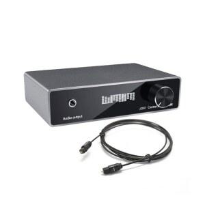 볼륨 조절 기능이 있는 DAC 오디오 컨버터 - 광학 /Coax to RCA / 3.5mm 보조 어댑터 프리미엄 실버 알루미늄 192KHz 24비트 디지털/아날로그 디코더 TV에서 스피커까지