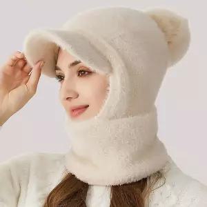 모헤어 부클 바라클라바 골프 겨울 여자 니트모자 방울모자 털모자