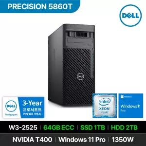 DELL 프리시전 5860T W3-2525 RTX T400 64GB 1TB 2TB Win 11P 고성능 워크스테이션