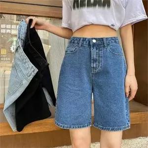 여름 루즈핏 와이드 데일리반 여성 5부 반바지 팬츠 하이 청바지 데님
