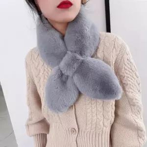 (H.LINE) 소프트 포근 퍼 크로스 넥 머플러쁘띠 끼우는목도리 끼우는 방한 워머 숏머플러 인조밍크 밍크