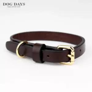 (DOGDAYS)프리미엄 가죽 목줄 브라운 (XS.S.M.L.XL) 반려견용 강아지용 개목걸이 개목 수공예 산책용품 외