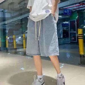 LND 남여공용 데님 버뮤다 밴딩 팬츠 5부 바지 반바지 여름 여름반 와이드 와이드반 캐주얼 한강 나들이 코