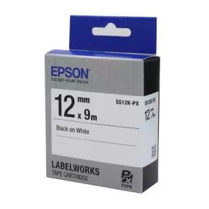 EPSON)라벨프린터리본(SS12K)백색 흑문자테이프 엡손 용리본 흰색 라벨지