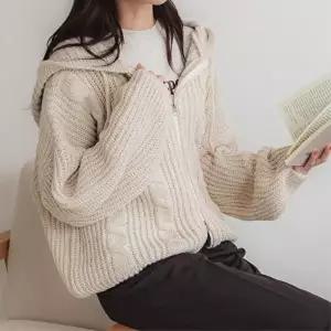 [셀러허브 패션][모드제니] 후드 꽈배기 루즈핏 투웨이 니트집업 5color 데일리룩 (42619199)