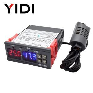 STC-3028 LED 디지털 온도 조절기 습도 컨트롤러 센서 10A 조정 가능 쿨러 히터