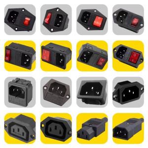 전력 퓨즈 소켓 3Pin IEC320 C14 컴퓨터 마운트 콘센트 LED 250V 로커 스위치 황동 10A 입구 플매트 카펫