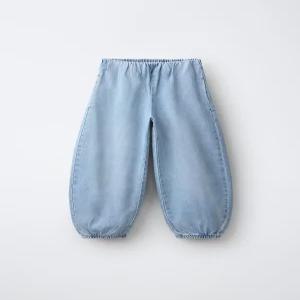 ZARA 플랫 프론트 벌룬 청바지 - 블루 4441/712/400