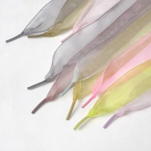 플랫 실크 신발 끈 2.5CM 너비 Tulle 웨빙 스노우 맞는 운동화 발레 레이스 쉬폰 원사 액세서리