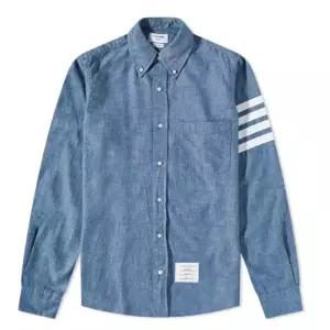 톰브라운 스트레이트핏 샴브레이 셔츠 블루 MWL272E 00111 450