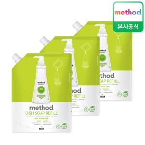 [메소드] 친환경 비건주방세제 바질향 리필 1L 3개 / 과일채소세척용