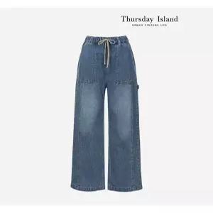 [써스데이아일랜드][Thursday Island] 스트링 와이드 데님 팬츠(T236MJE131W)