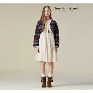 [써스데이아일랜드][Thursday Island] 니팅 스트라이프 볼레로 자켓(T236MJK132W)