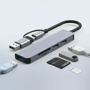 노트북용 USB 멀티허브 5포트 젠더 C타입 마우스 키보드연결 어댑터