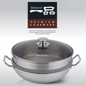 키친아트 일품(一品) 3-PLY 인덕션 2단찜파티웍24CM