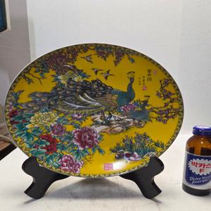 청대 백자 화조문 접시 (좌대포함) 지름27cm 무게652g 단초마을 골동품/수집품/도자기