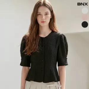 [BNX] [BNX] 리플 단추 라운드 블라우스