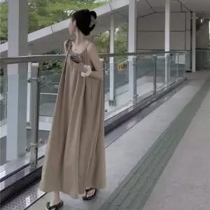 썸머 무지 홀터 롱 원피스 끈원피스