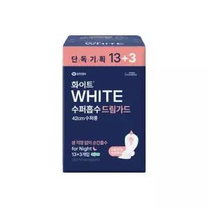 [하프클럽/알티피아]화이트 42cm 수퍼흡수 수퍼롱 오버나이트 (13 3) 16개입