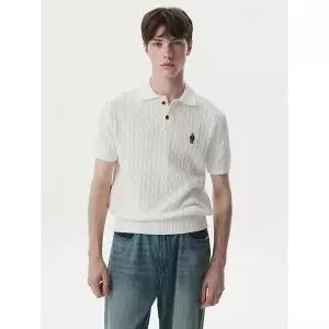 후아유 Steve Collar Cable Short Sleeve Sweater WHKAG2424U WHKAG2424U054 480955