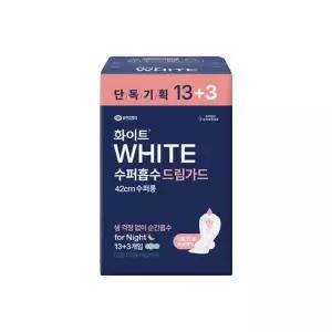 [하프클럽/알티피아]화이트 42cm 수퍼흡수 수퍼롱 오버나이트 (13 3) 16개입 사무용품