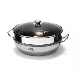 키친아트 국산 일품 통3중 스텐304 전골 찜냄비 인덕션 찜기 찜솥 24cm