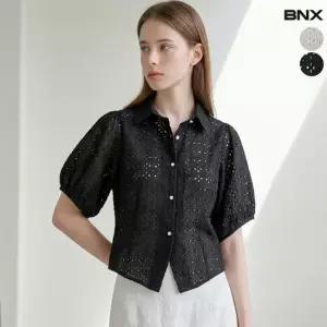 [BNX] 여성 플라워 펀칭 퍼프 블라우스