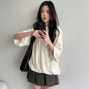 (모노레인) 오버핏 매쉬 스트링 후드 반팔티 D 4536