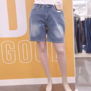 )여성 속밴드 쿨 루즈핏 스판 청 반바지 NQM305