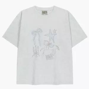 마리떼 유니콘 그래픽 오버사이즈 티 우먼 B1 MFG46UTS126 LHG WHT