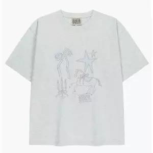 [하프클럽/언더아머]마리떼 유니콘 그래픽 오버사이즈 티 우먼 B1 MFG46UTS126 LHG WHT