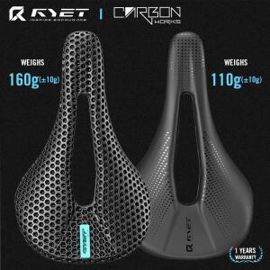RYET 3D 프린트 자전거 탄소 새들, 초경량 도로 MTB 레이싱 안장, 시트 쿠션, 사이클링 부품, 140mm, 143mm
