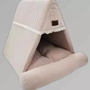 강아지 반려동물 실내 쿠션 하우스 집 M 베이지