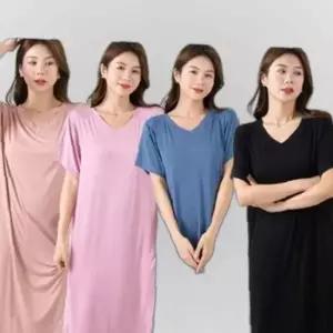 홈웨어 잠옷 모달95V컷 롱 원피스 파자마 원피스잠옷