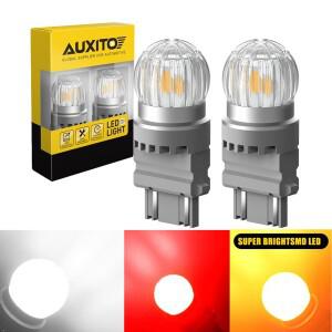 AUXITO 2개 T25 3157 P27/7W LED 전구 화이트 레드 앰버 옐로우 주간주행등 자동차 브레이크 정지 후진 주