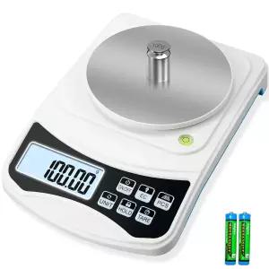 디지털 실험실 저울 MEIYA 그램 600g x 0.01g 정확도 다기능 고정밀 전자 무게 100g 및 AAA 배터리 2개