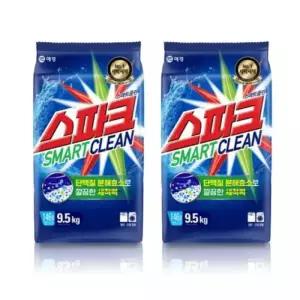 스파크 스마트클린 9.5kg 2개 가루 세제 일반 세탁