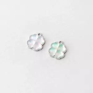 싼비즈 [8-048-14]써지컬스틸 펜던트 에폭네잎클로버오로라 9.2x10.6mm ,1개