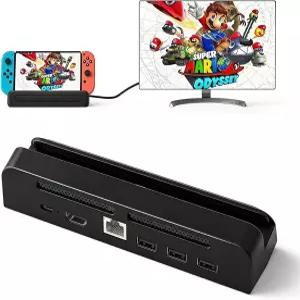스위치/OLED용 TV 도크 스테이션 000Mbps LAN 포트가 있는 휴대용 4K HDMI USB 20 및 C 충전 2 지원 제외