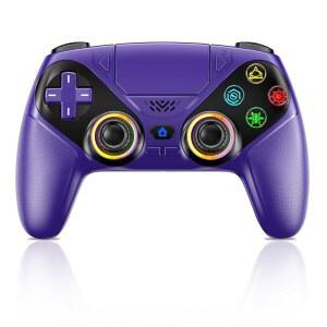 PS5용 GAMROMBO LED 무선 컨트롤러 PS5 PRO / 슬림 PC 듀얼 진동 매크로 터보 기능 3.5MM 오디오 잭 6축 모션 컨트롤 게임패드 스피커(자수정)와 호환 가능