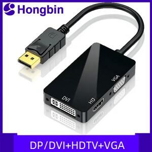 DP to VGA 3-in-1 컨버터 DVI / HDMI 호환 범용 외부 모니터 및 호스트용