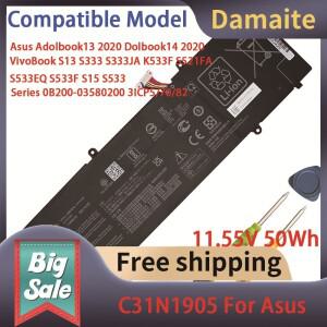Damaite 11.55V 50Wh C31N1905 노트북 배터리 Asus Adolbook13 2020 Dolbook14 VivoBook S13 S333 K533F와
